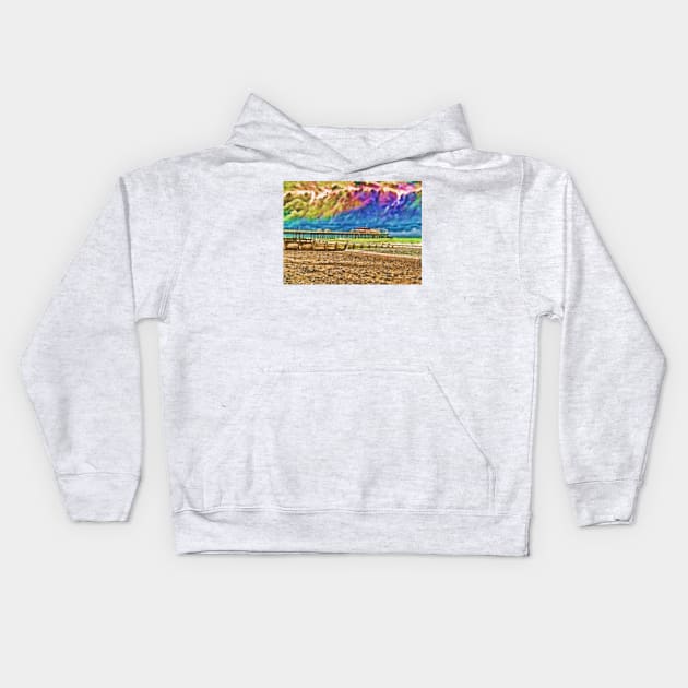 Colourful Cromer Pier Kids Hoodie by avrilharris